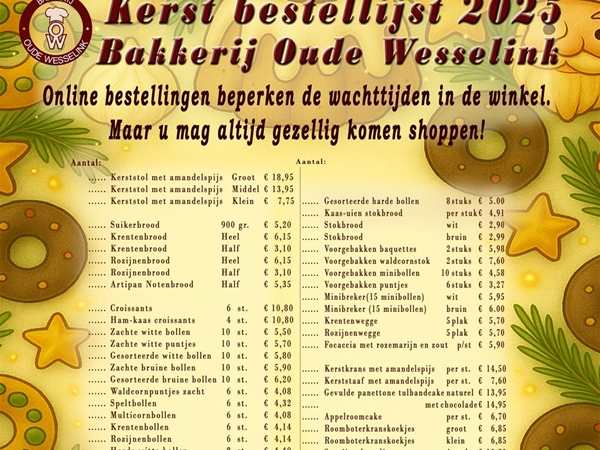 Kerst bestellijst