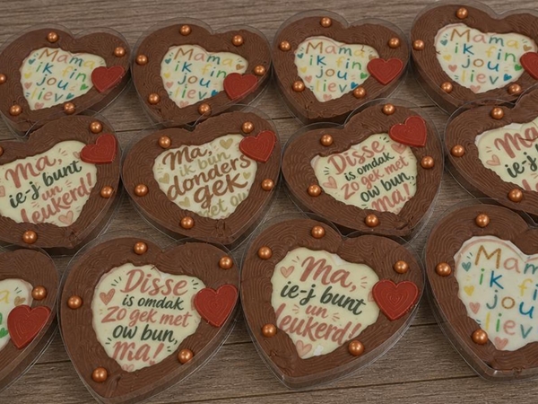 Chocolade hart klein met tekst