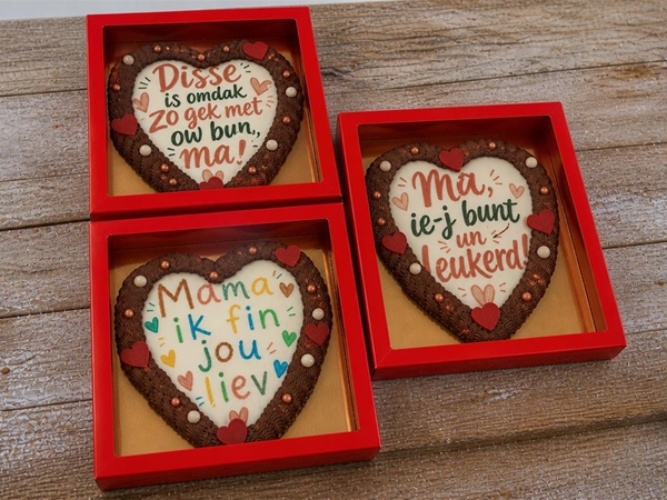 Chocolade hart groot met tekst